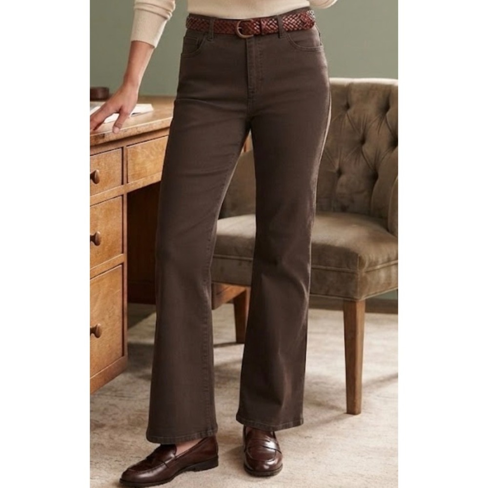 Chico's Brown Straight Leg Pants Womens Size 2.5 Regular Stretch Cotton Mid Rise